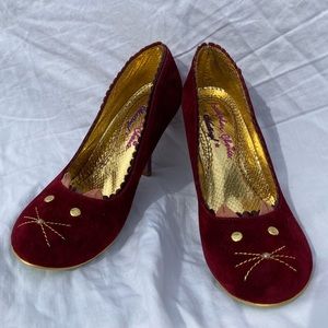 RARE* Irregular Choice Burgundy Burmese Cat Heels